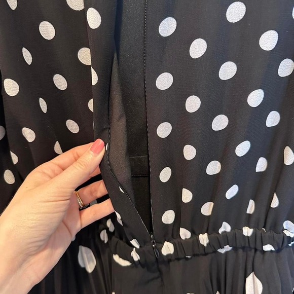 Milly Black and White Polka Dot Midi Dress Size 12 - Picture 6 of 8
